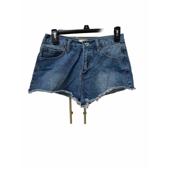 Umgee Super Short Frayed Relaxed Fit High Rise Denim Shorts Women Juniors Sz 3 - Picture 1 of 7